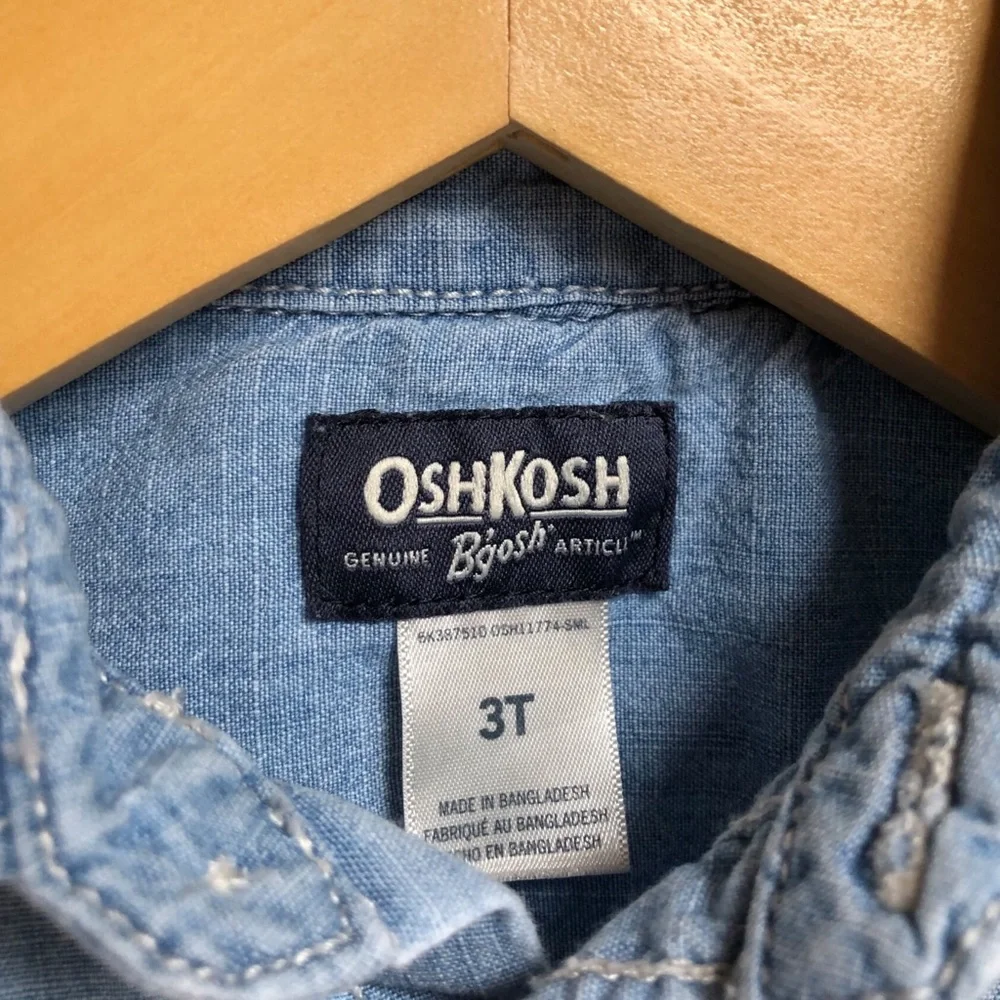 OshKosh B’gosh Kids Cotton Denim Button Front Shirt Collared Baby Kids 3T